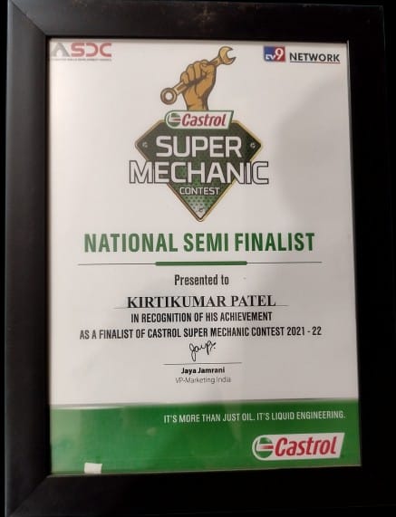 Castrol Super Mechanic Certificate